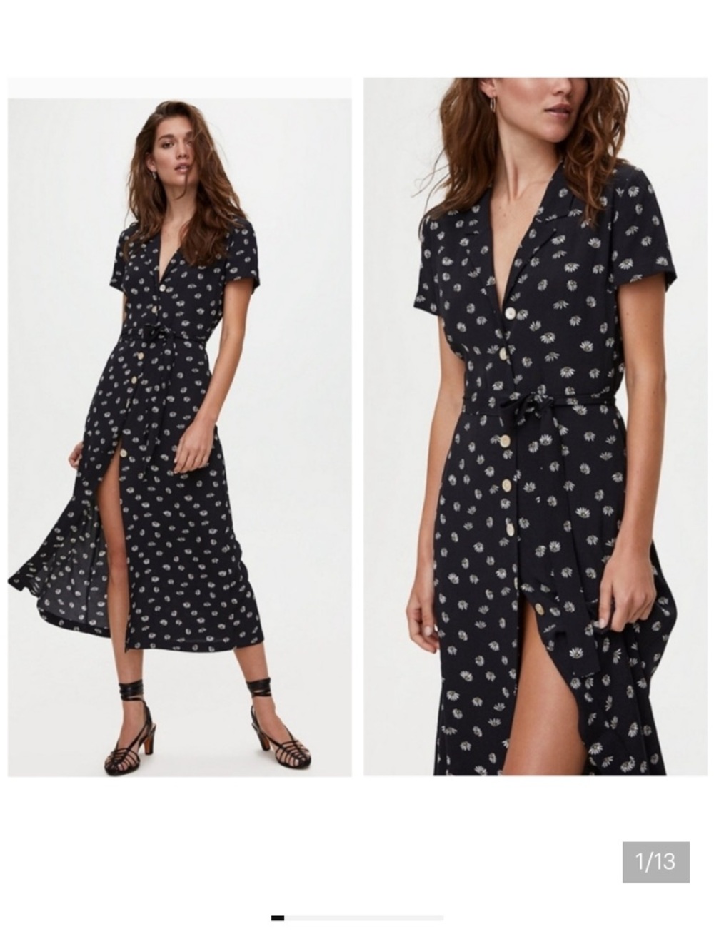 Aritzia Wildred Floral Button-Front Midi Dress